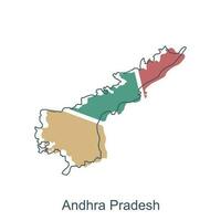 Map of Andhra Pradesh colorful illustration design, element graphic illustration template vector