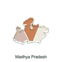 Map of Madhya Pradesh colorful illustration design, element graphic illustration template vector