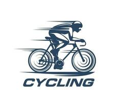 Cycling sport icon, bike racer silhouette, cyclist vector