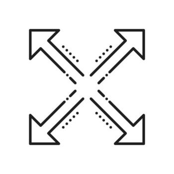 Compression sign, resize and scale line icon vector