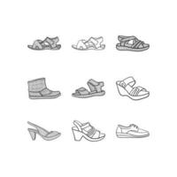 set of Shoes line art style design template, outline logo design, style, line.abstract, can be used for your company vector