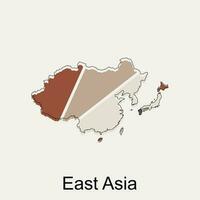 Map of East Asia illustration design, World Map International vector template with outline graphic sketch style isolated on white background