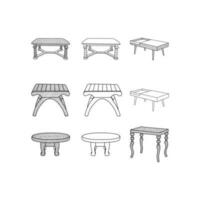 Icon set furniture of Table interior, vintage logo illustration design template, modern simple minimalist vector concept.