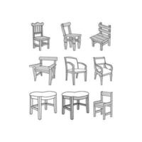 conjunto de silla icono minimalista, logo colección inspiración diseño plantilla, adecuado para tu empresa vector