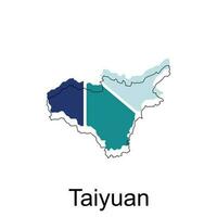 Taiyuan City Map Republic of China, Shanxi Province, map vector illustration design template, on white background