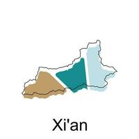 High detailed vector map of Xi'an modern outline, Logo Vector Design. Abstract, designs concept, logo, logotype element for template.