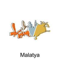 Map of Malatya Province of Turkey Illustration design, Turkey World Map International vector template