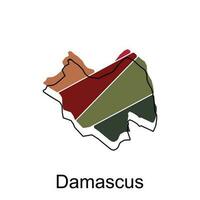 Map of Damascus vector illustration design template, on a white background. Map for infographic and geographic information.