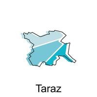 Taraz City Republic of Kazakhstan map vector illustration, vector template with outline graphic sketch style isolated on white background