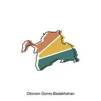 otónom gordo badakhshan mapa en blanco antecedentes ilustración diseño plantilla, mapa tener todas provincia y marca el capital ciudad de tayikistán, logotipo elemento para modelo. vector