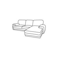 Sofa interior minimalist design logo,  creative line art style concept for furniture interior template vector