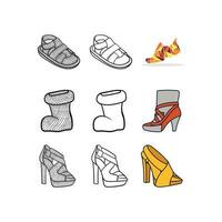 Zapatos colección icono conjunto diseño plantilla, contorno logo diseño, estilo, línea.resumen, lata ser usado para tu empresa vector