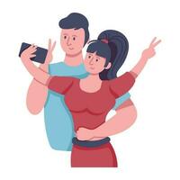 de moda Pareja selfie vector