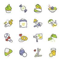 Organic Food And Confectionery Sketchy Icons vector