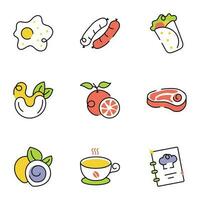 Pack of Edible Products Sketchy Icons vector