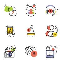 Trendy Pack of Social Network Drawing Icons vector