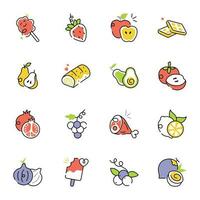 Collection of Food Items Sketchy Icons vector
