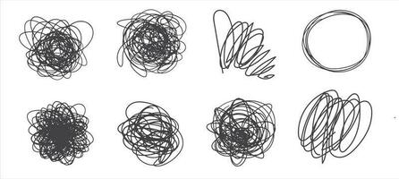 Scribble Circle vector Illustrations set, grungy sketch background