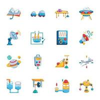 Modern Set of Science Experiments Flat Icons vector