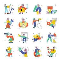 Collection of Abstract People Activities Illustrations vector