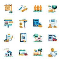 Bundle of Property Flat Icons vector