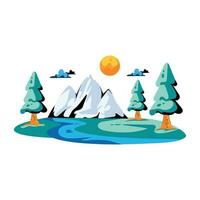 Trendy Hills Scenery vector