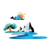 Trendy Mountain Lake vector