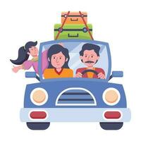 Trendy Family Trip vector