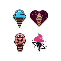 set illustration ice cream logo, label, badge, sticker, business branding, Modern vector ice cream logo