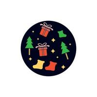 vector illustration of a merry christmas decoration in circle logo, element graphic illustration design template