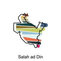 Salah Ad Din Map is highlighted on the Iraq country, illustration design template vector