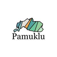 Pamuklu Map vector illustration, black lettering design on white background, design template