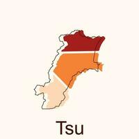 mapa de tsu vector diseño plantilla, nacional fronteras y importante ciudades ilustración abstracto, diseños concepto, logo, logotipo elemento para modelo.