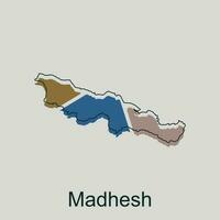 Map of Madhesh geometric outline illustration design, country of Nepal map vector design template