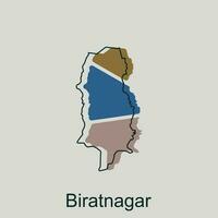 Map of Biratnagar geometric outline illustration design, country of Nepal map vector design template