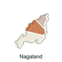 Map of Nagaland illustration design with black outline on white background, design template suitable for your company vector