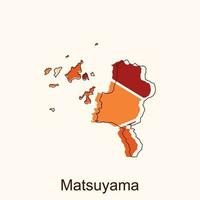 map of Matsuyama vector design template, national borders and important cities illustration