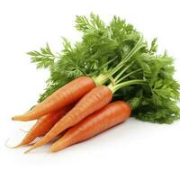 Carrot vegetable with leaves isolated on white background, cutout, generate ai photo