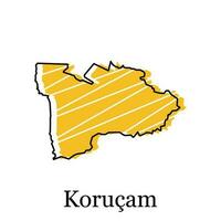 vector file map of Korucam, Geometric Map of Turkey Region Vector Design Template. Editable Stroke