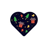 Christmas decorative elements and icons on love heart, element graphic vector illustration design template