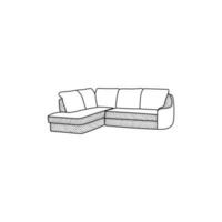 sofa furniture comfortable line art style design template, suitable for your company vector