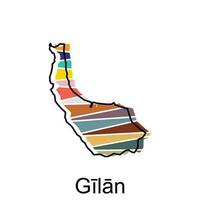 Vector file map of Gilan, Iran regions map illustration design template