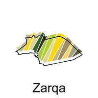 Fully Editable Map of Zarqa, Vector map of Jordan with named governance and travel icons