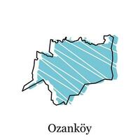 vector file map of Ozankoy, Geometric Map of Turkey Region Vector Design Template. Editable Stroke