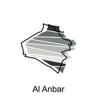 Al Anbar Map is highlighted on the Iraq country, illustration design template vector