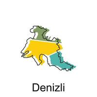 denizli mapa en blanco fondo, Turquía mapa plano icono, vector ilustración diseño modelo