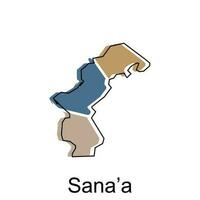 Map of Sana'a Province of Yemen illustration design, World Map International vector template with outline graphic sketch style isolated on white background