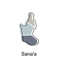 mapa de sana'a provincia de Yemen ilustración vector diseño plantilla, adecuado para tu compañía, geométrico logo diseño elemento