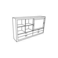 Chest Drawer Furniture icon design template, vector symbol, sign, outline illustration.