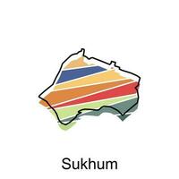 Map of Sukhum, American flag in georgia state map illustration vector design template